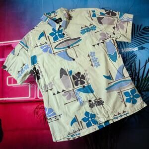 Quiksilver Waterman Men’s XL Surf Print Button Up Shirt Tropical M02